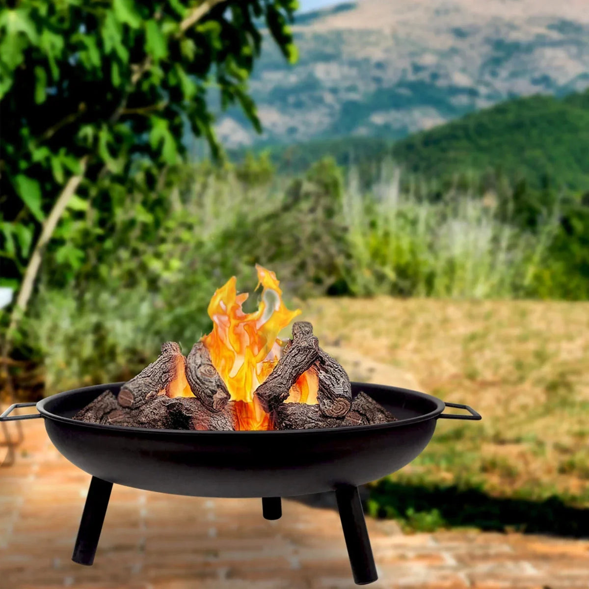 24" Round Fire Pit Folding Patio Garden Bowl Outdoor Camping Heater Log Burner — alternate product view 3