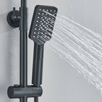 Black Exposed Bathroom Shower Twin Head Large Bar Set Square Valve Rail Hose Tap — alternate product view 2