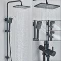Black Exposed Bathroom Shower Twin Head Large Bar Set Square Valve Rail Hose Tap — main product view