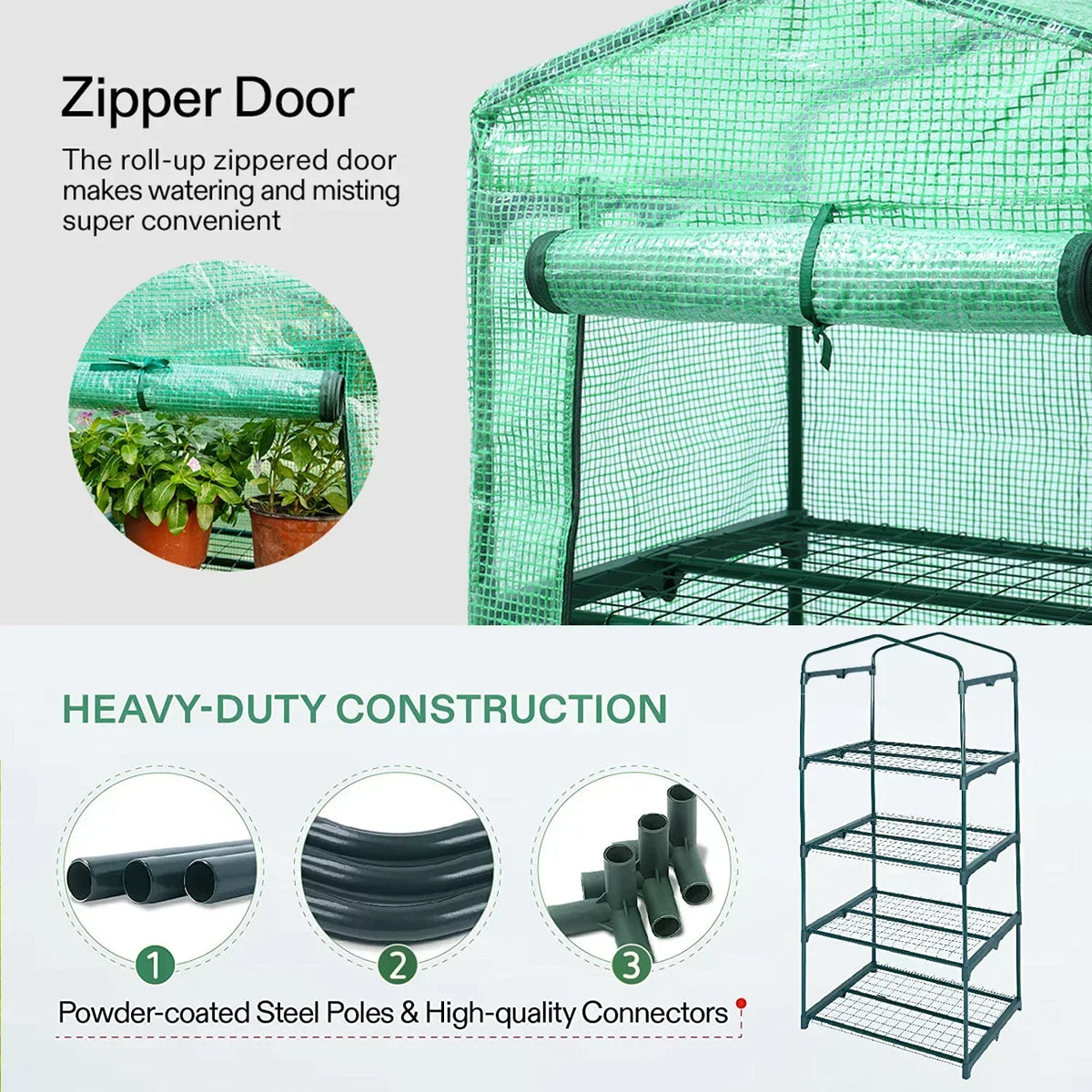 4 Tier Mini Greenhouse Outdoor Garden Plants Grow Green House with PVC Cover — alternate product view 3