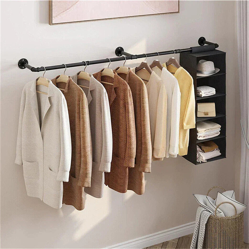 6ft Heavy Duty Clothes Rail Pipe Garment Rack Wall Mounted Hanging Clothing Pole — alternate product view 8