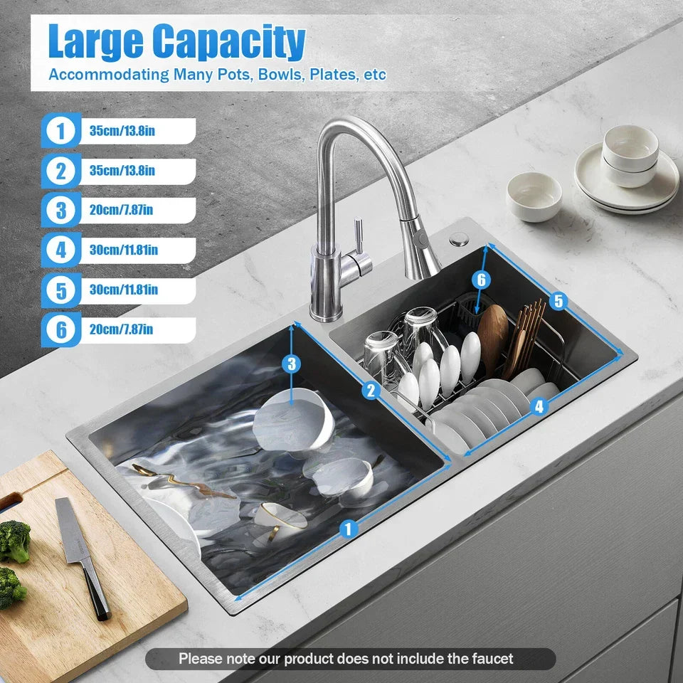 Double Bowl Stain less Steel Drop in Kitchen Sink Dish Washer Vegetable Sink — alternate product view 5