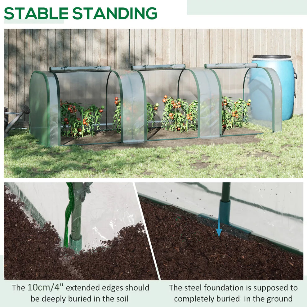 Tunnel Greenhouse Steel Frame for Garden w/ Zipper Doors — alternate product view 6