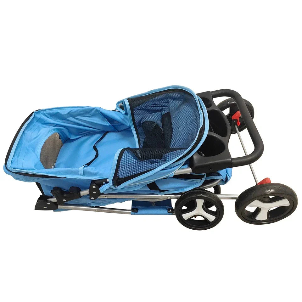 Pet Stroller Dog Cat Puppy Pram Pushchair Travel Cart Jogging Buggy Carrier — on a clean white background