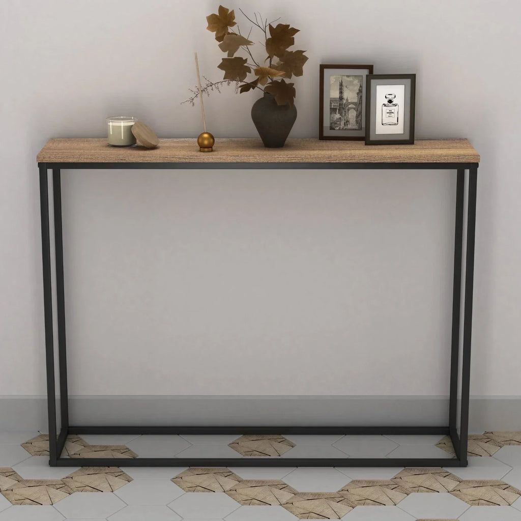 Wooden Free Standing Hallway Console Table Living Room Shelf Display Metal Legs — alternate product view 10