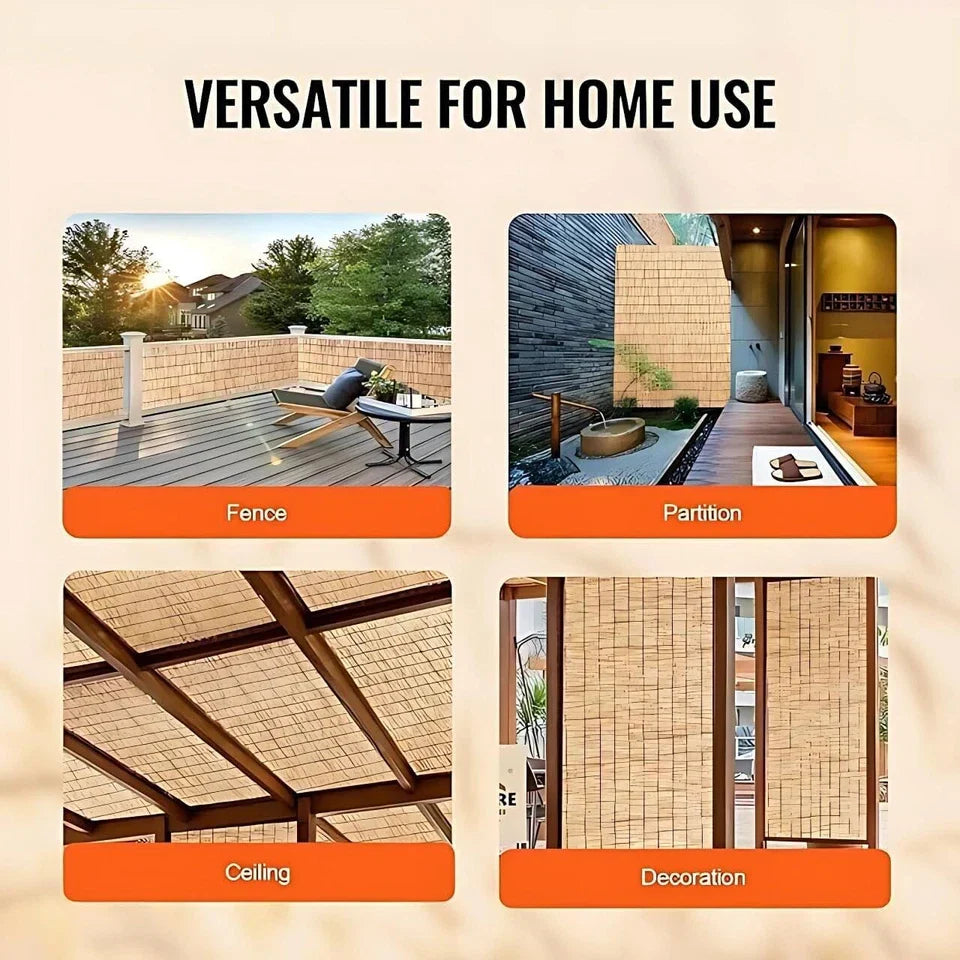 1.8M x 4M Natural Bamboo Peeled Reed Fence Screening Roll Fencing Panel Garden — alternate product view 6