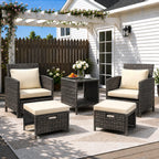 5 Piece Rattan Garden Furniture Patio Sofa Chairs Table Outdoor Conservatory Set — alternate product view 11