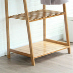 Bamboo Clothes Rail Rack Garment Stand with Top Shelf Shoe Storage Ladder Rails — alternate product view 9