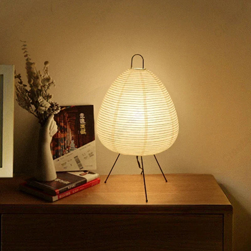 Japanese Design Paper Table Lamp Tripod Rice Paper Table UK Plug — main product view
