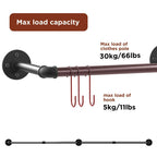 6ft Heavy Duty Clothes Rail Pipe Garment Rack Wall Mounted Hanging Clothing Pole — on a clean white background