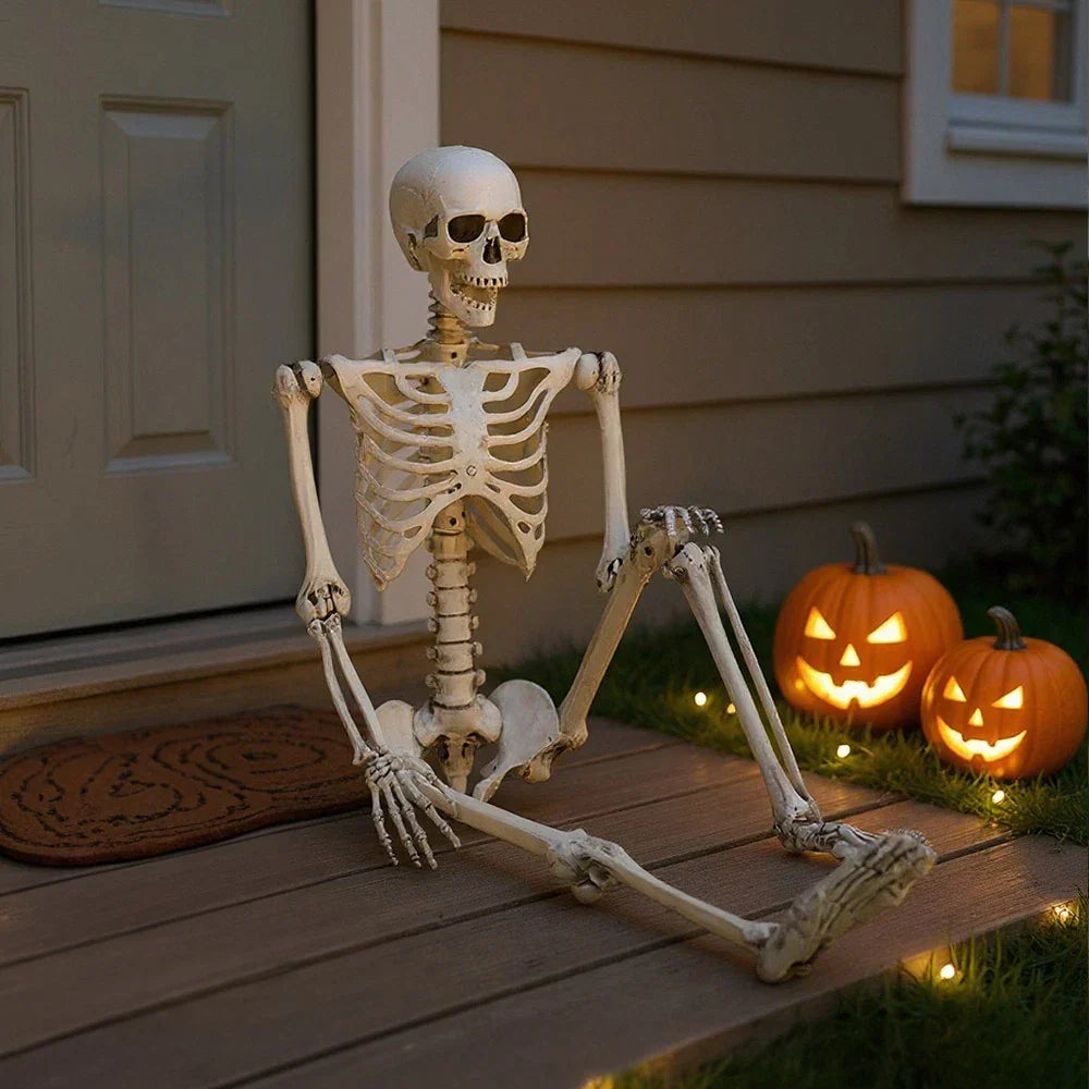170cm Full Life Size Halloween Hanging Human Skeleton Bones Posable Skull Party — alternate product view 9