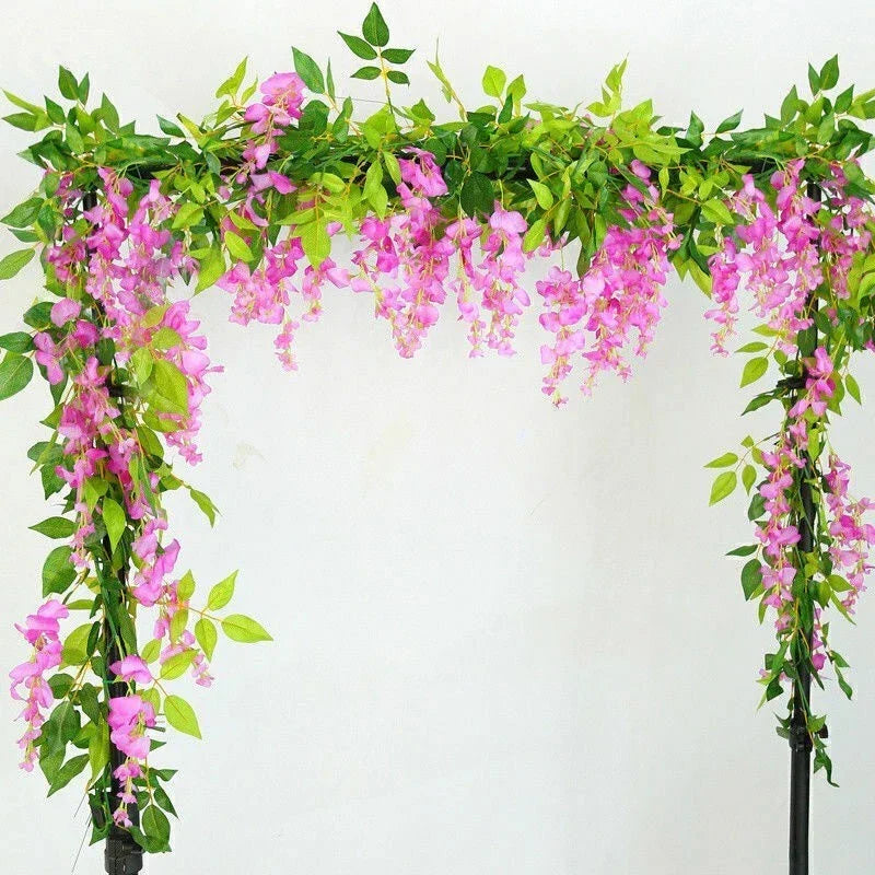 2X7FT Artificial Wisteria Vine Garland Foliage Flower Plant Trailing Home Decor — Pink — product view