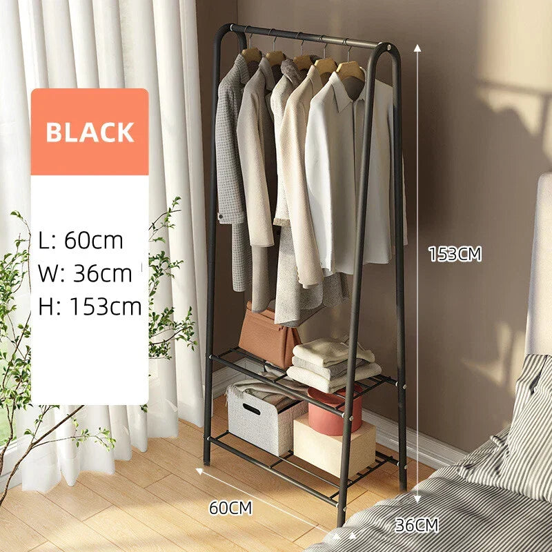 Metal Clothes Rail Hanging Rack Garment Display Stand Storage Shelf — Black -1 — product view