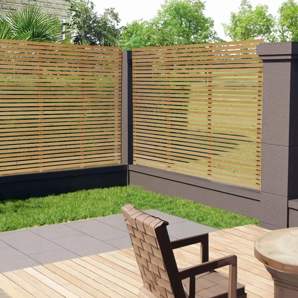 6ft Contemporary Slatted Rough Sawn Treated Fence Panel — alternate product view 8