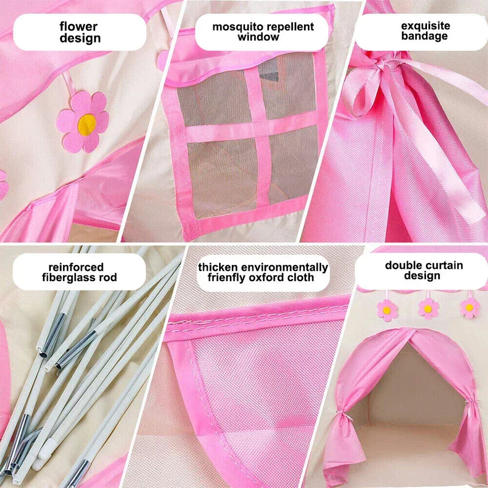 Kid Tent with Lights - Kids Play Tents Tents Pink Girls Toy House Gift — alternate product view 8