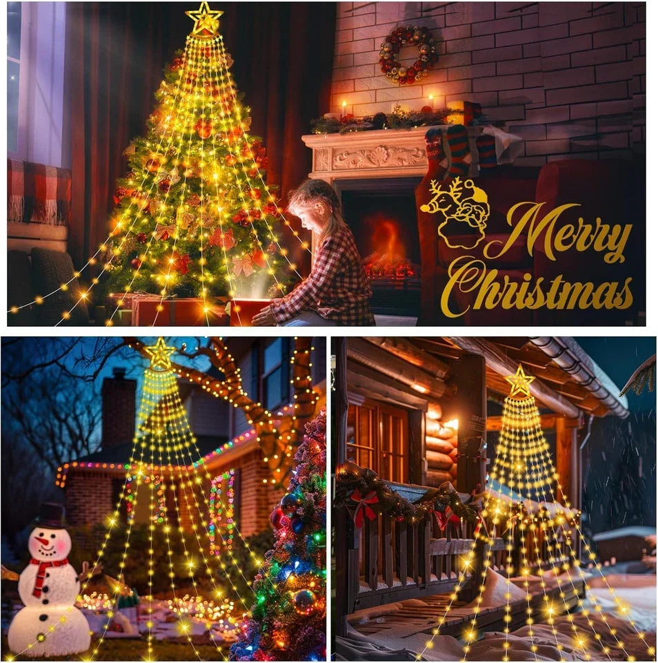 Christmas Tree Decorations Outdoor Star String Waterfall Lights 350LED Xmas Tree — alternate product view 3