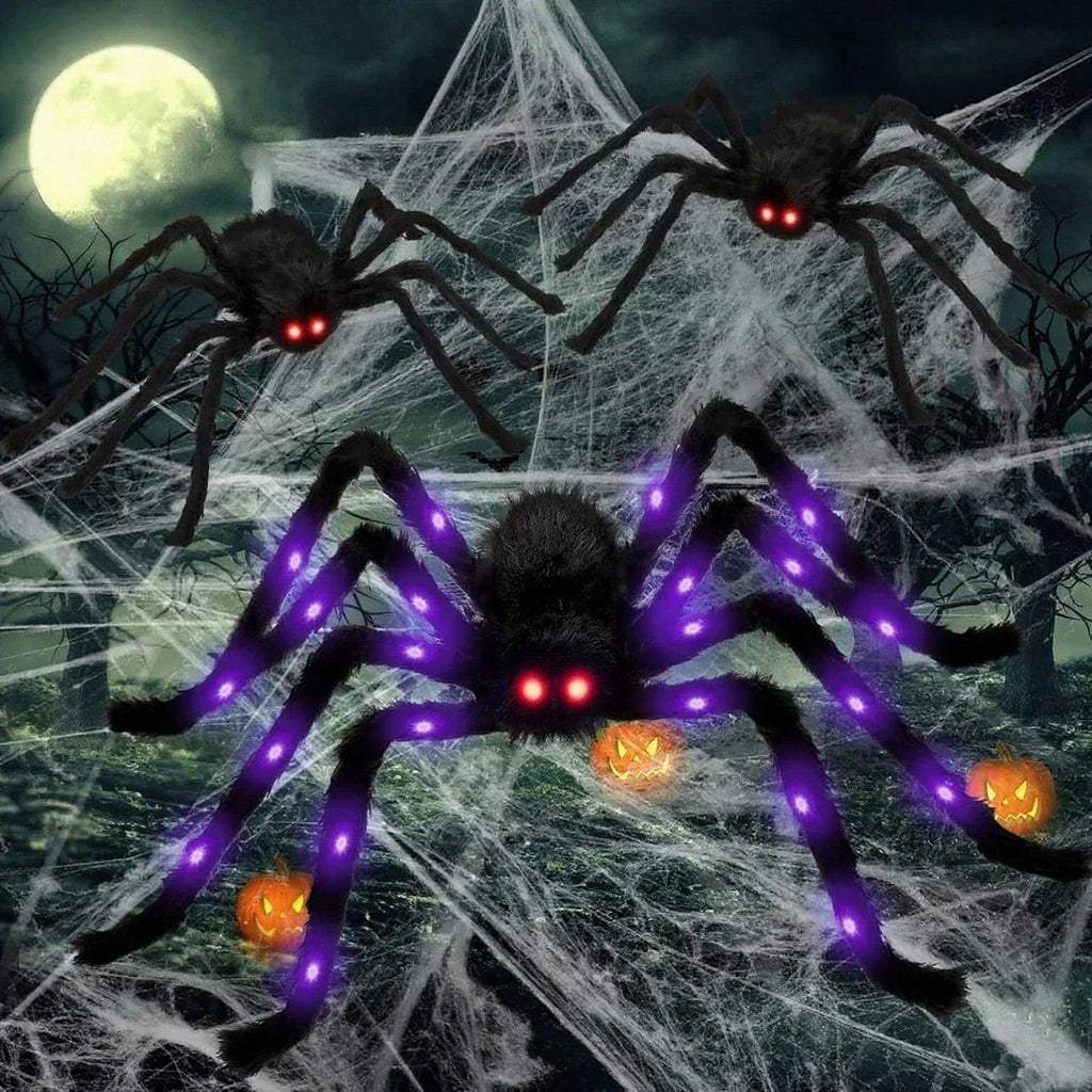 Halloween Prop Spider Decoration 150CM 8 Mode Light Up Giant Spider, Realistic — alternate product view 2
