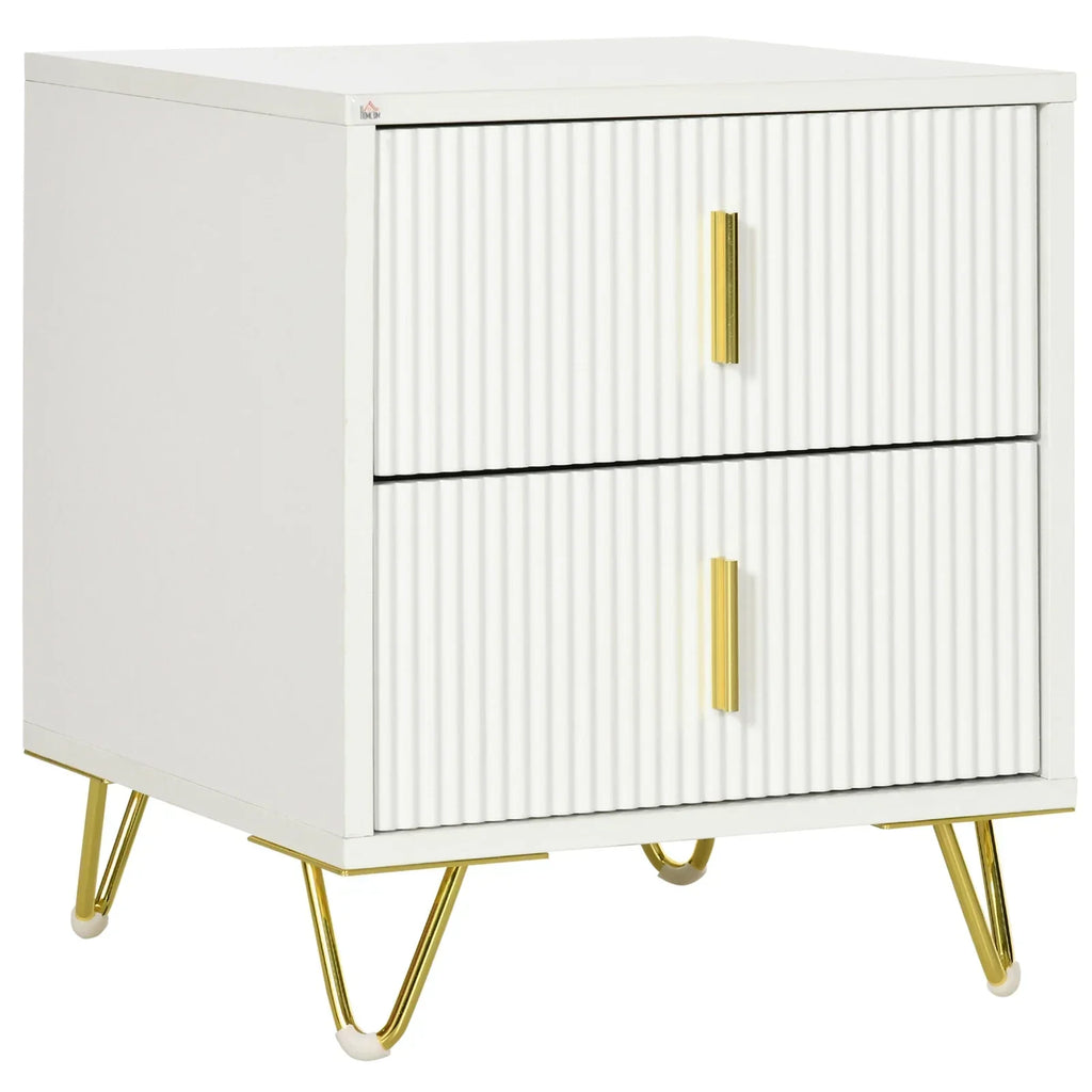 Bedside Table with 2 Drawers Gold Legs Side Table Nightstand Bedroom Furniture — alternate product view 7