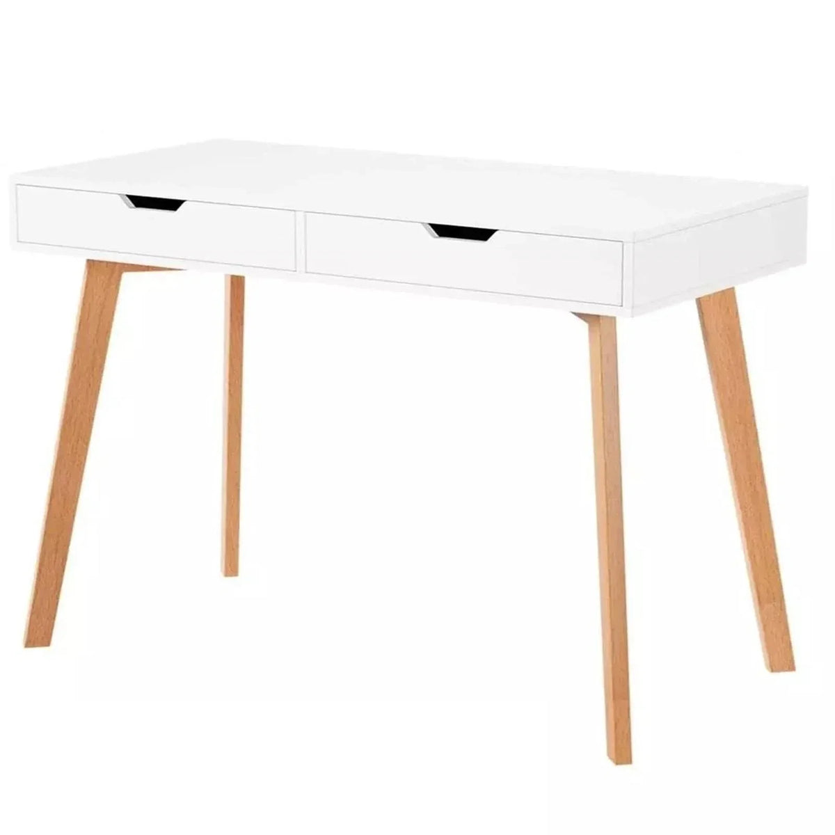 Wooden Computer Desk Dressing Table Home Office Study Bedroom With Drawers White — on a clean white background