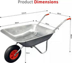 65L Wheelbarrow Heavy Duty Galvanised Home Garden Metal Cart with Pneumatic Tyre — alternate product view 5