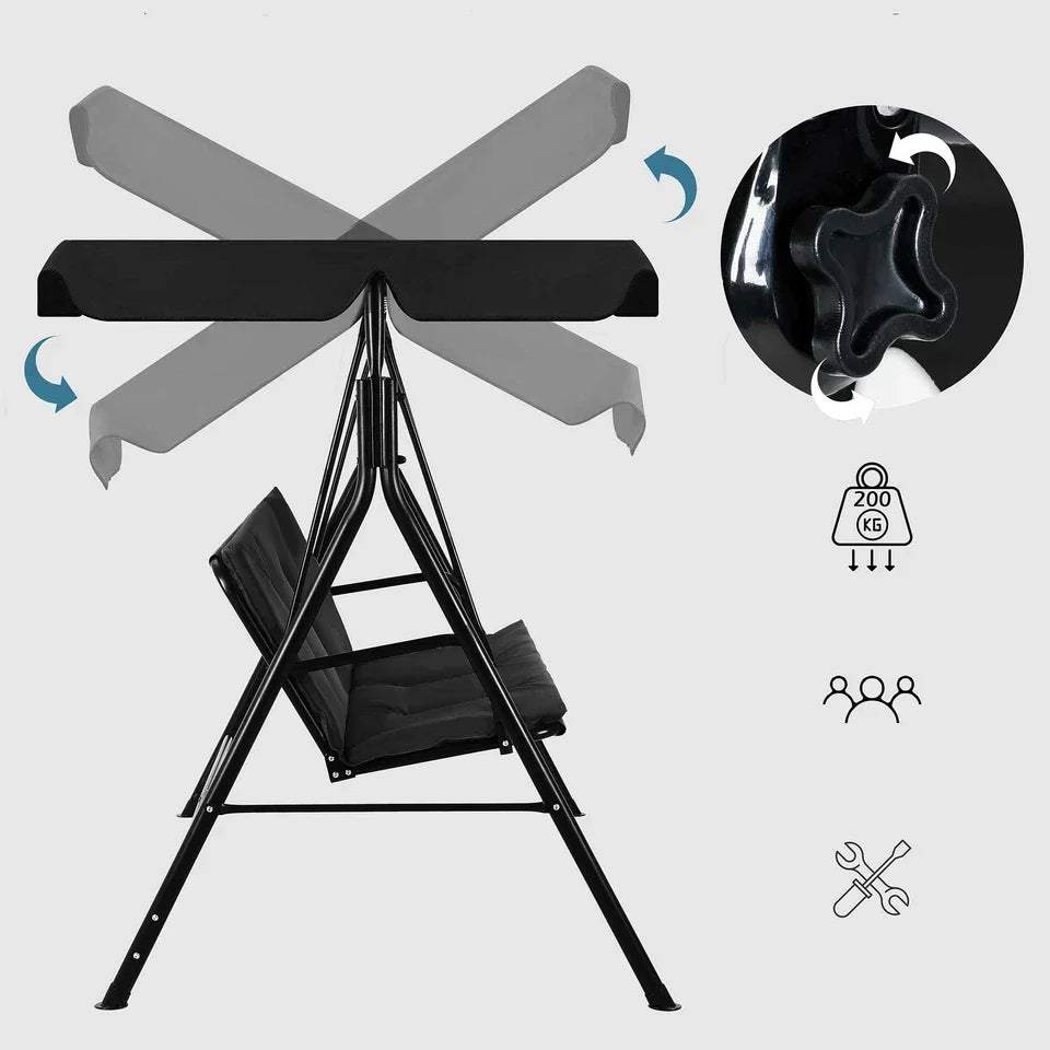 Garden Hammock Swing Chair 3 Seater Bench Canopy Patio Cushion Outdoor Strattore — alternate product view 10