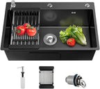 Single Bowl Workstation Sink Black Stainless Steel 50x45cm — alternate product view 3
