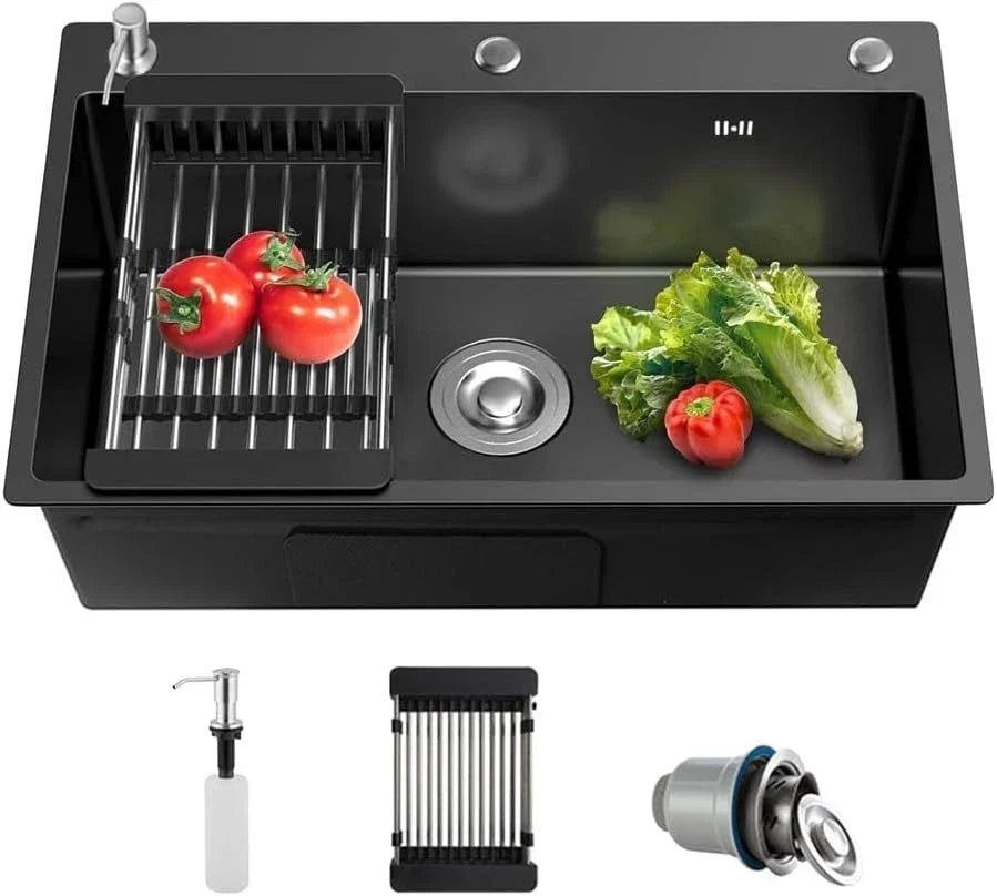 Single Bowl Workstation Sink Black Stainless Steel 50x45cm — alternate product view 3