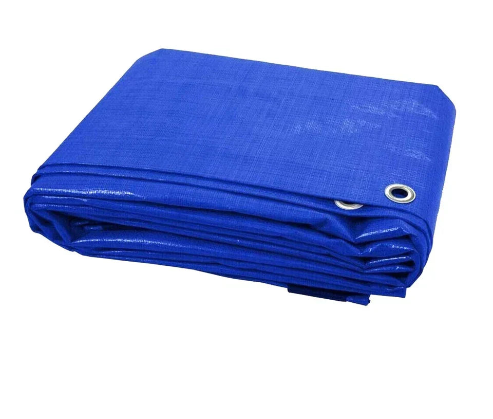 Heavy Duty Blue Tarpaulin Regular Waterproof Cover Tarp Ground Sheet All Sizes — on a clean white background