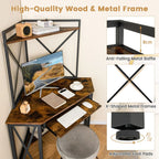 Corner Desk Space-Saving Computer Desk Home Office Study Writing Desk w/Shelves — alternate product view 7