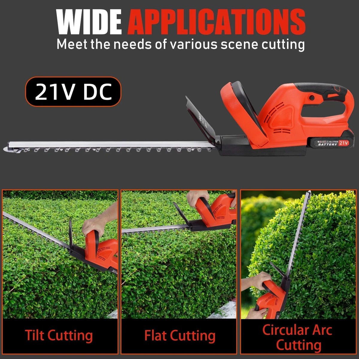 Brushless Cordless Hedge Trimmer Tree Branch Cutter Tool with 2Battery & Charger — alternate product view 7