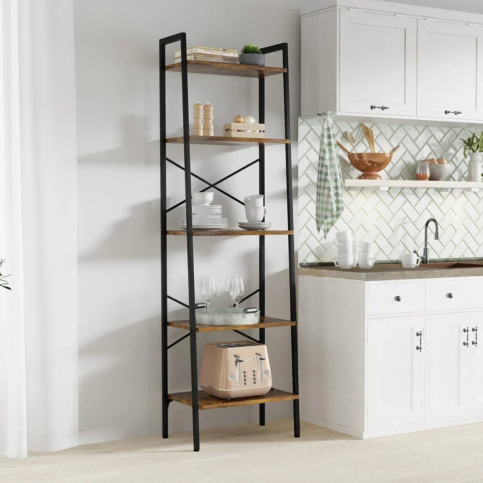 Ladder Shelf Bookcase Tier Display Storage Shelving Unit Stand Wall Rack — alternate product view 3