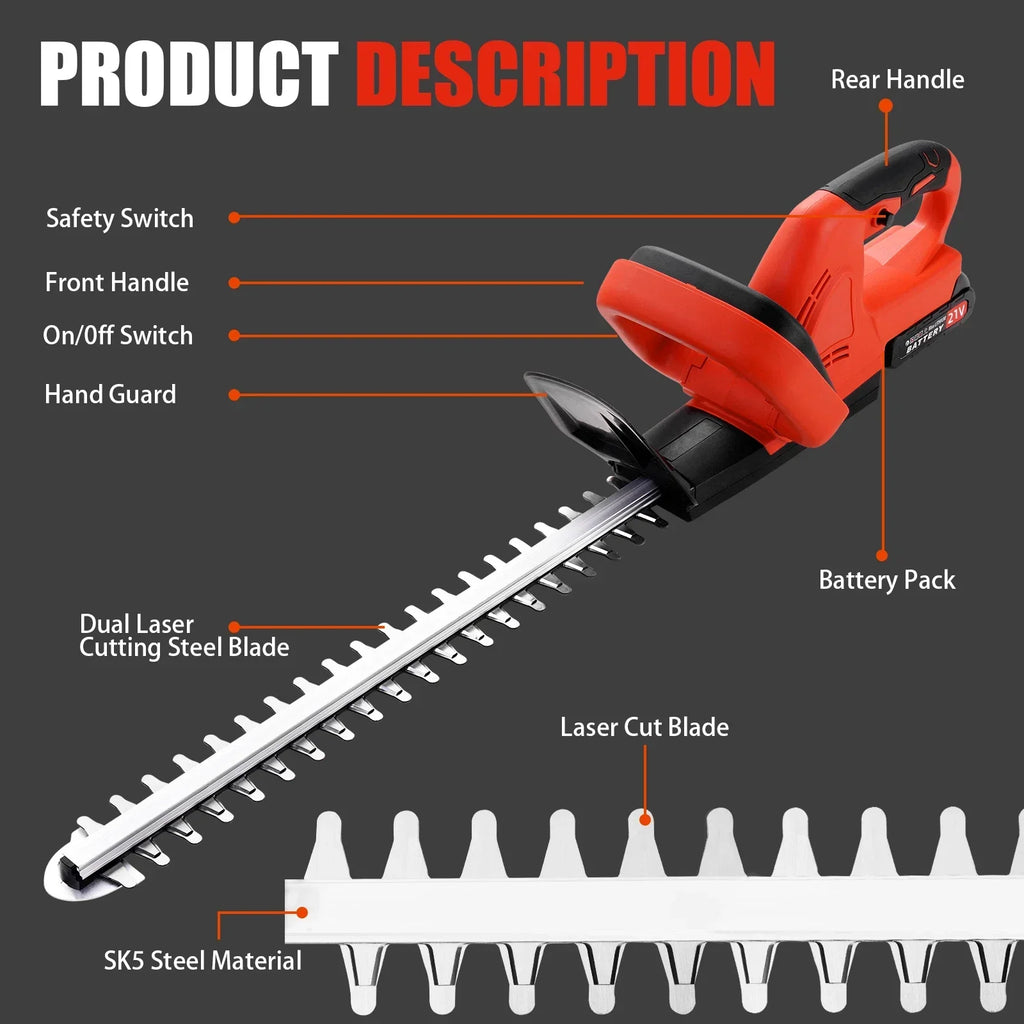 Brushless Cordless Hedge Trimmer Tree Branch Cutter Tool with 2Battery & Charger — alternate product view 4