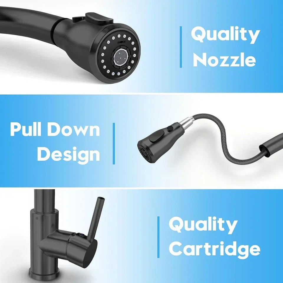 360° Kitchen Sink Mixer Taps Pull Out Spout Spray Single Lever Modern — alternate product view 8