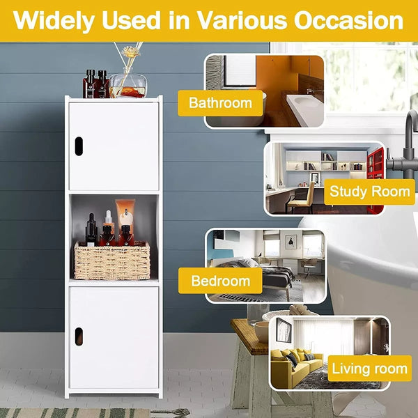 Waterproof Bathroom Storage Cabinet Free Standing Cabinet Organizer Unit White — alternate product view 4