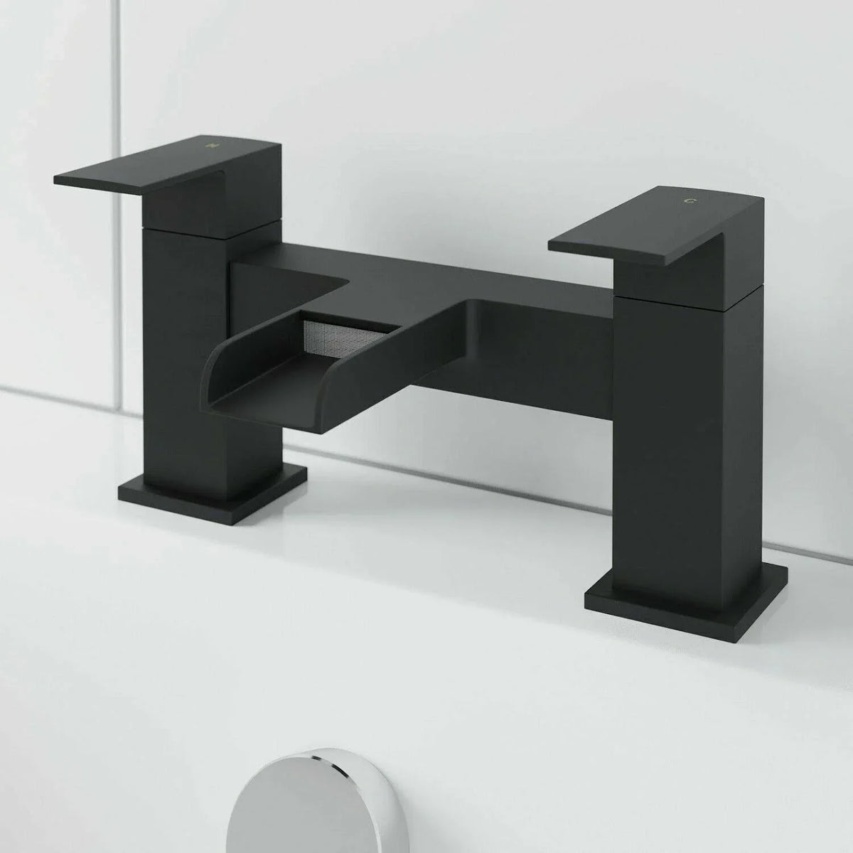 Bathroom Modern Waterfall Black Basin Sink Mono Square Mixer Tap Filler Waste — alternate product view 13