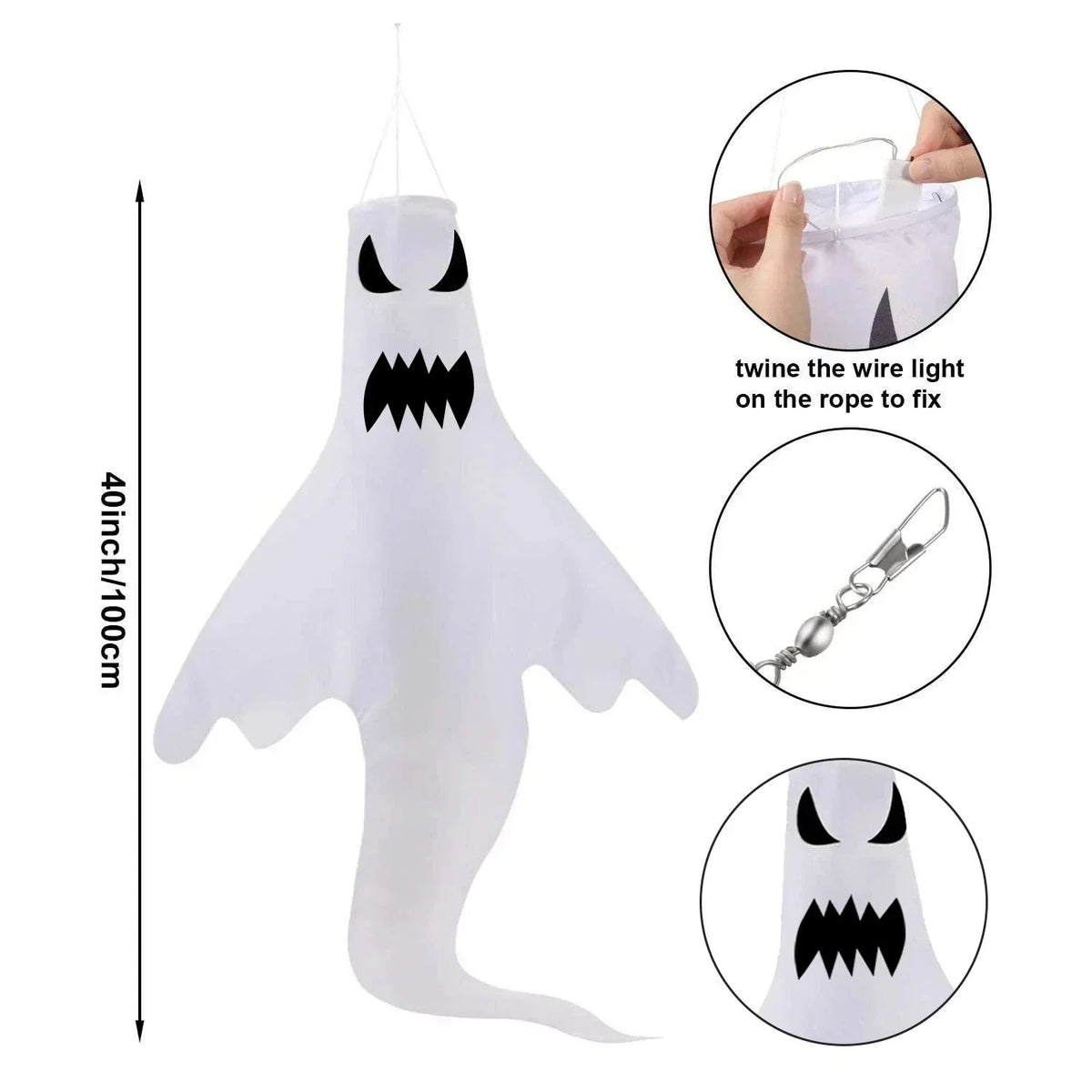 4X Halloween LED Light Ghost Outdoor Decors Garden Prop Party Hanging Decor — on a clean white background
