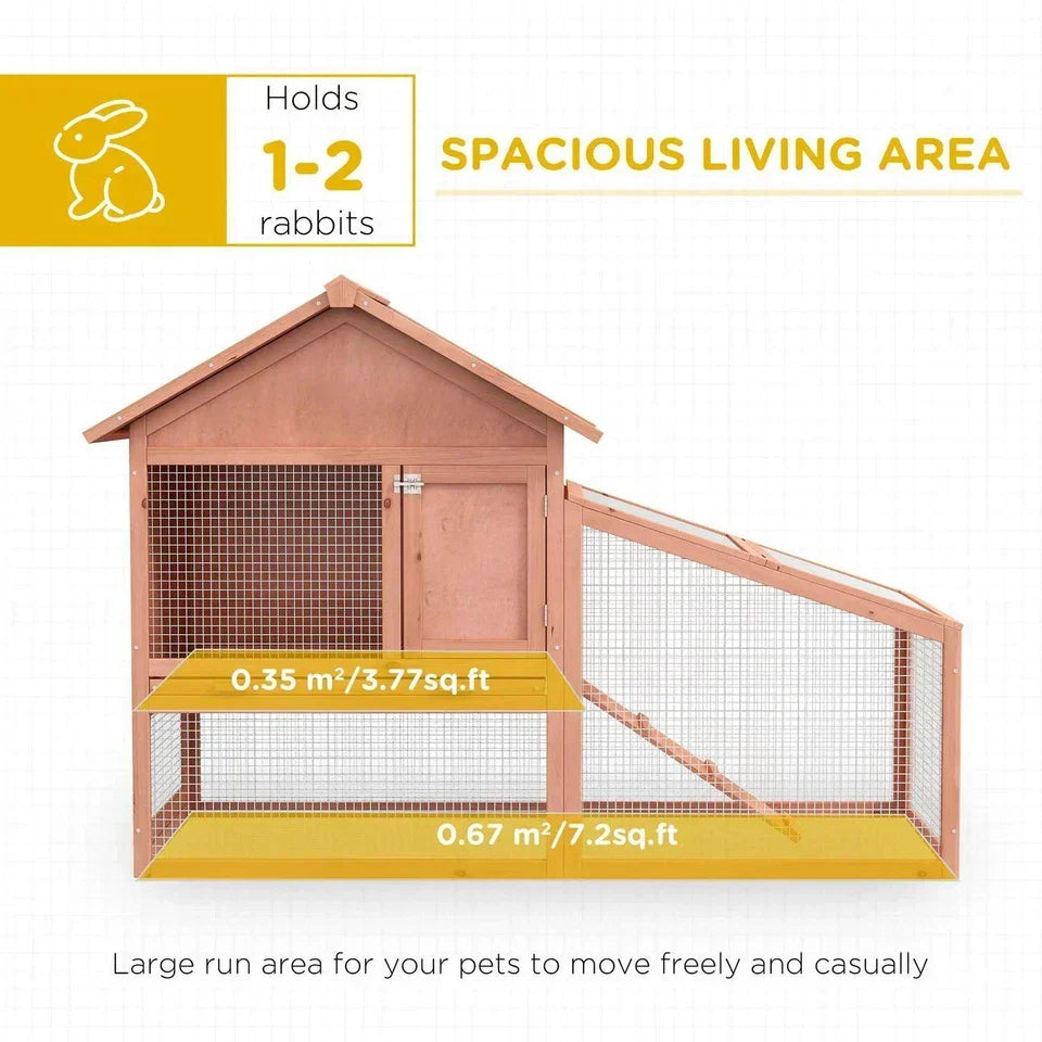 Pawhut Wood Rabbit,Bunny, Pig Hutch Water Resistant w/ Ramp Outdoor Use — alternate product view 5