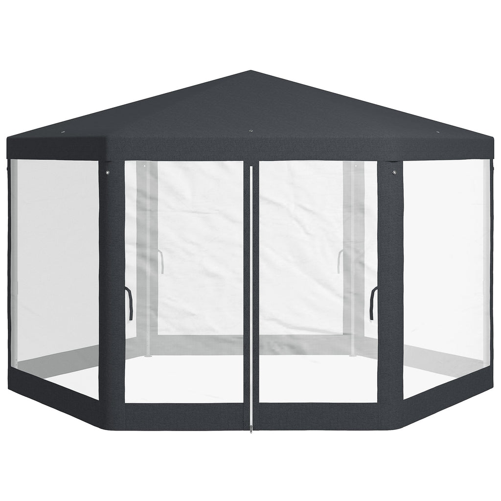 Dark Grey Hexagonal Metal Netting Gazebo Patio Out- door Canopy Party Marquee — alternate product view 9