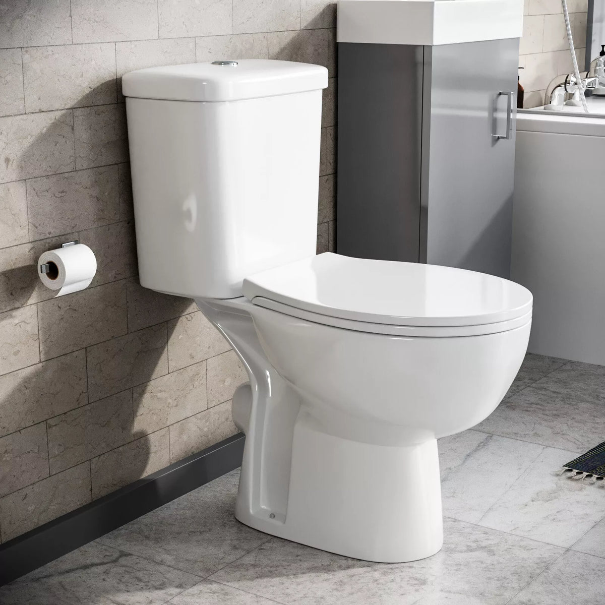 Nes Home Close Coupled Toilet Bathroom WC Pan, Toilet Seat & Cistern — alternate product view 5
