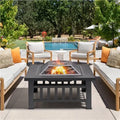 Large Fire Pit BBQ Outdoor Iron Grill Square Garden Table Patio Log Burner Stove — alternate product view 2