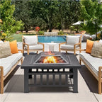 Large Fire Pit BBQ Outdoor Iron Grill Square Garden Table Patio Log Burner Stove — alternate product view 2