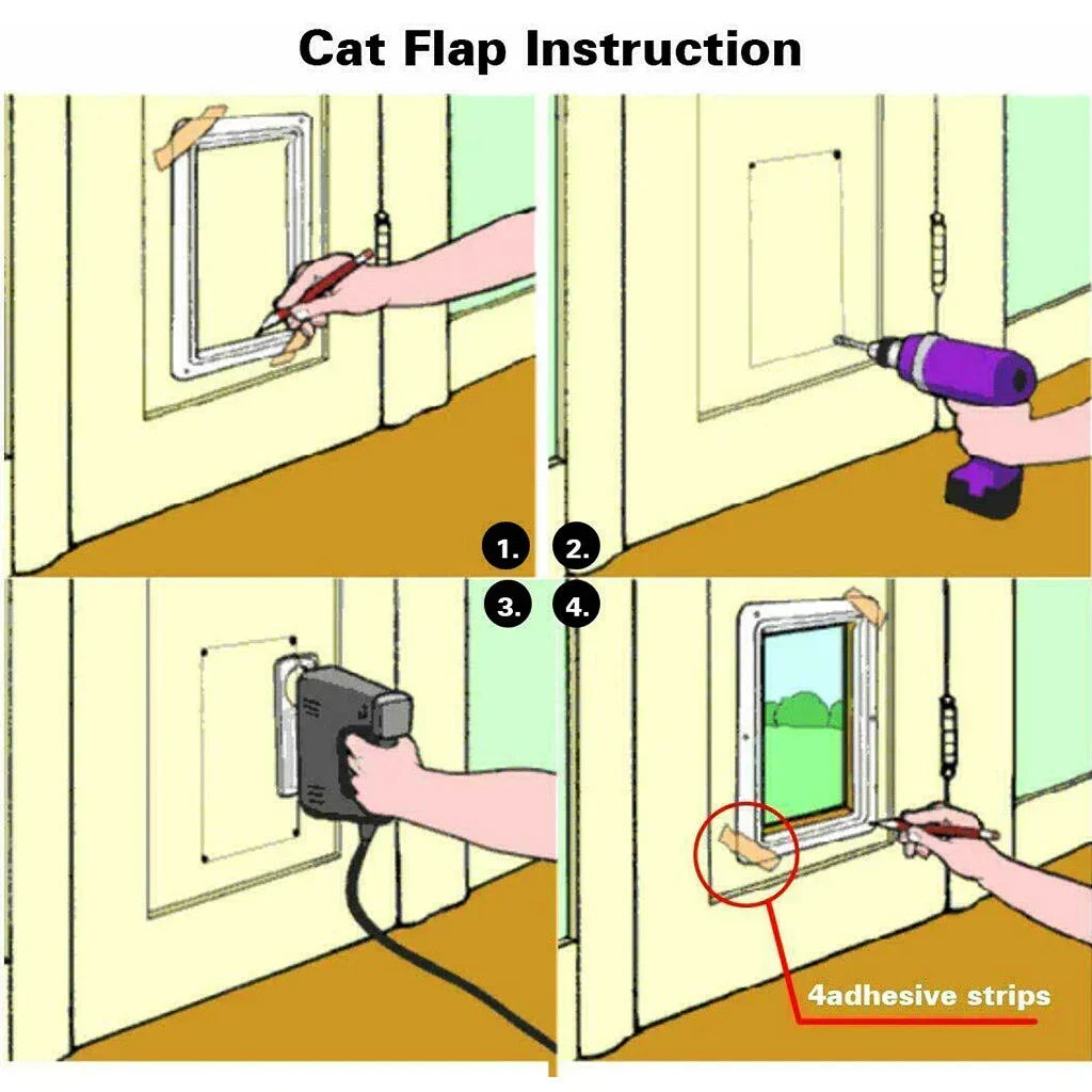 4 way Pet Door Locking Large Extra Large Dog Cat Flap Magnetic Door Frame — alternate product view 8