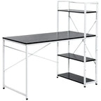 Computer Desk Laptop Table w/4-tier Bookshelf Metal Frame Black, White — alternate product view 6