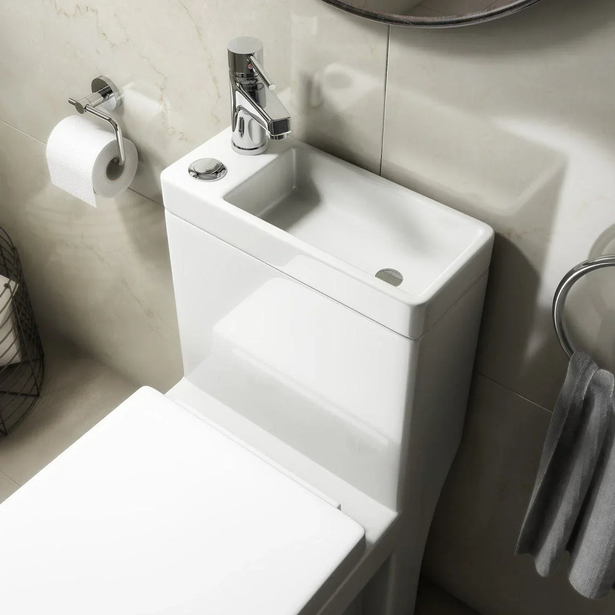 2 in 1 Close Coupled Toilet With Sink On Top Combo Space Saving Cloakroom Unit — alternate product view 8