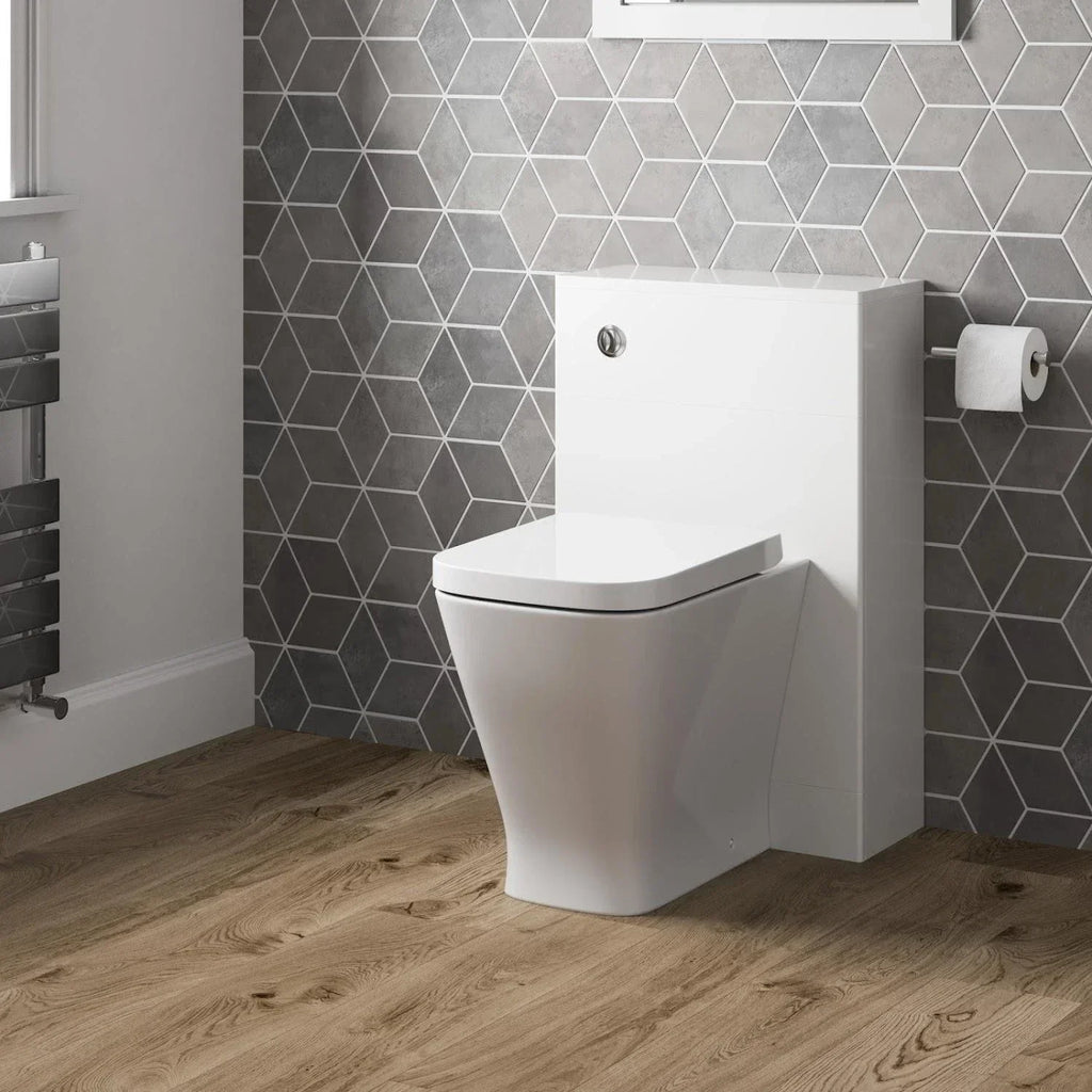 500mm Bathroom Toilet Soft Close Seat Back To Wall Cistern Furniture Unit White — alternate product view 3