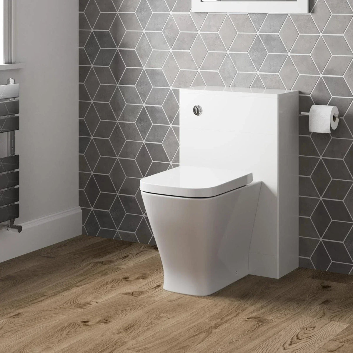 500mm Bathroom Toilet Soft Close Seat Back To Wall Cistern Furniture Unit White — alternate product view 3