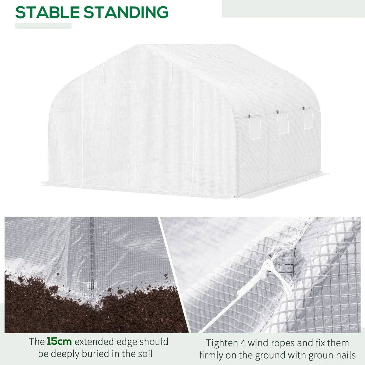 Outsunny 4.5x3x2m PE Mesh Cover Galvanized Metal Frame Walk-In Greenhouse — alternate product view 8