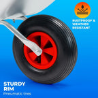 65L Wheelbarrow Heavy Duty Galvanised Home Garden Metal Cart with Pneumatic Tyre — alternate product view 4