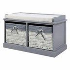 Large Shoe Storage Bench with Seat Cushion And 2 Rattan Basket Organiser Hallway — alternate product view 3