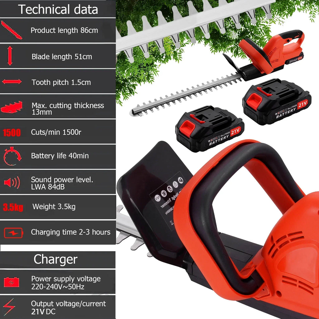 Brushless Cordless Hedge Trimmer Tree Branch Cutter Tool with 2Battery & Charger — alternate product view 5